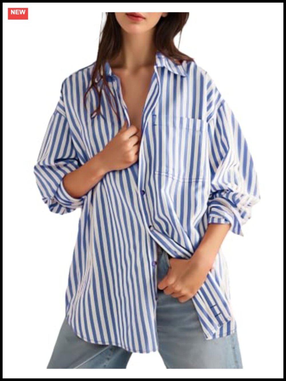 BONITEE Women's Long Sleeve Button Down Shirt 100% Cotton Loose Fit Blouse